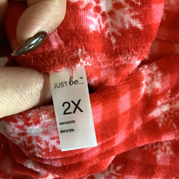 Red Plaid Snowflake Fleece Pajama Pants Size 2X - Picture 3 of 5